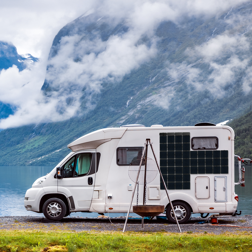 Square Solar panels on an RV