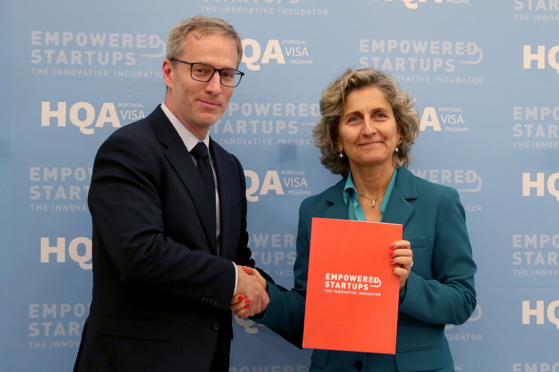 The Honourable Minister of Territorial Cohesion, Ana Abrunhosa with Christopher Lennon, President & General Counsel of Empowered Startups
