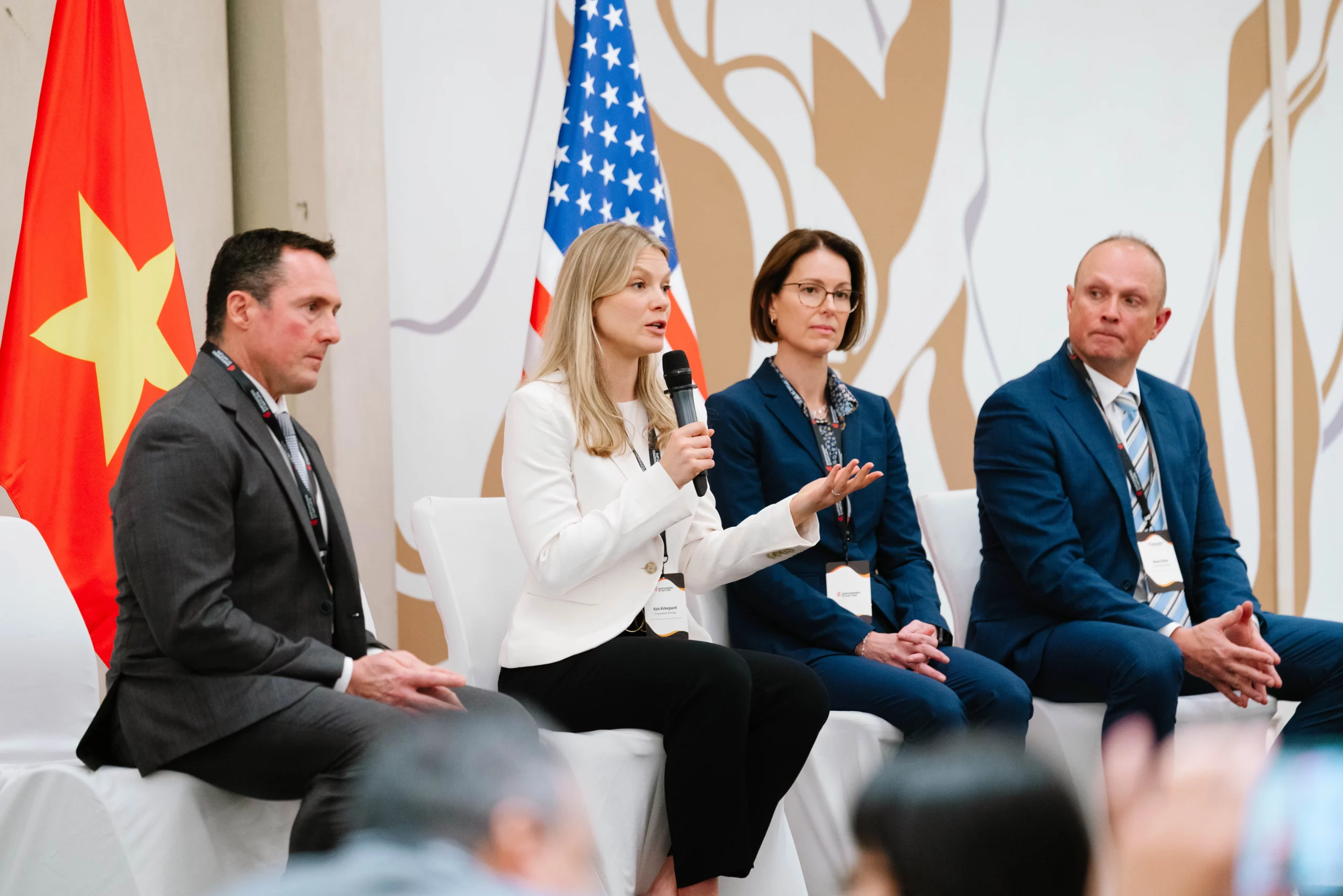 Paul Girodo, Kyle Kirkegaard, Sarah Pelud, and Shawn Olson answer questions from the audience