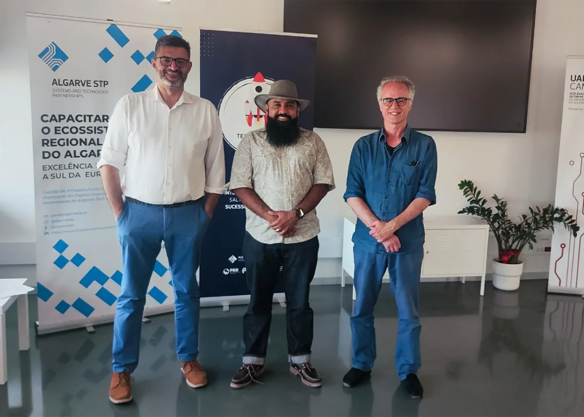 Filipe Galego, Prashant Pawar, and Francesco Berrettini at the University of Algarve