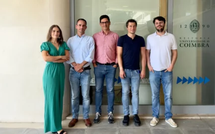 Empowered Startups' Rita Simones and Paulo Martins pose with Dylan Oldenberg and Pedro Fonseca from University of Coimbra